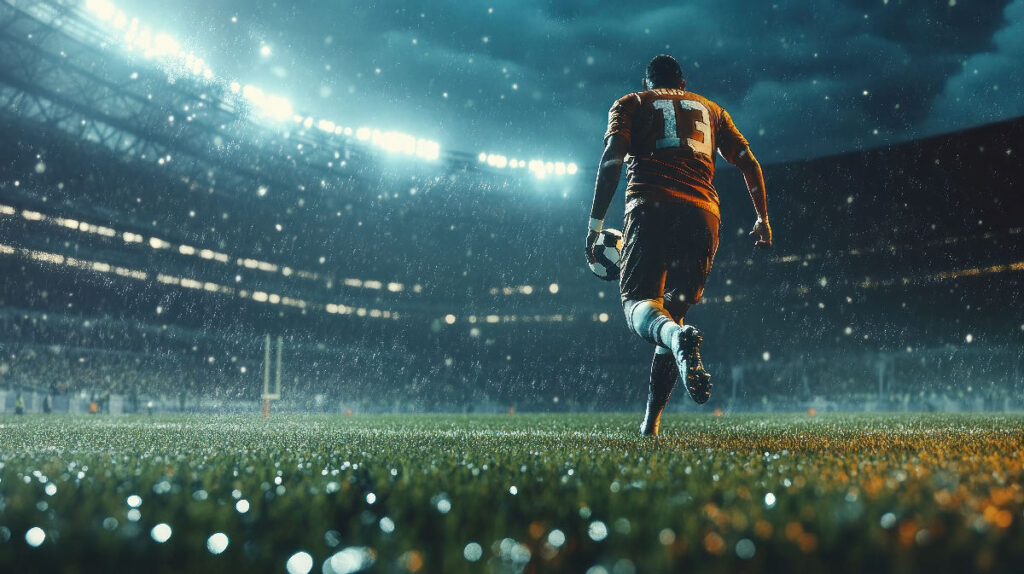 Futbolda oyun görüşünü geliştirmek için saha içinde çevre kontrolü yapan bir futbolcu.